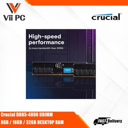 Crucial  DDR5-4800 UDIMM 8GB / 16GB / 32GB DESKTOP RAM