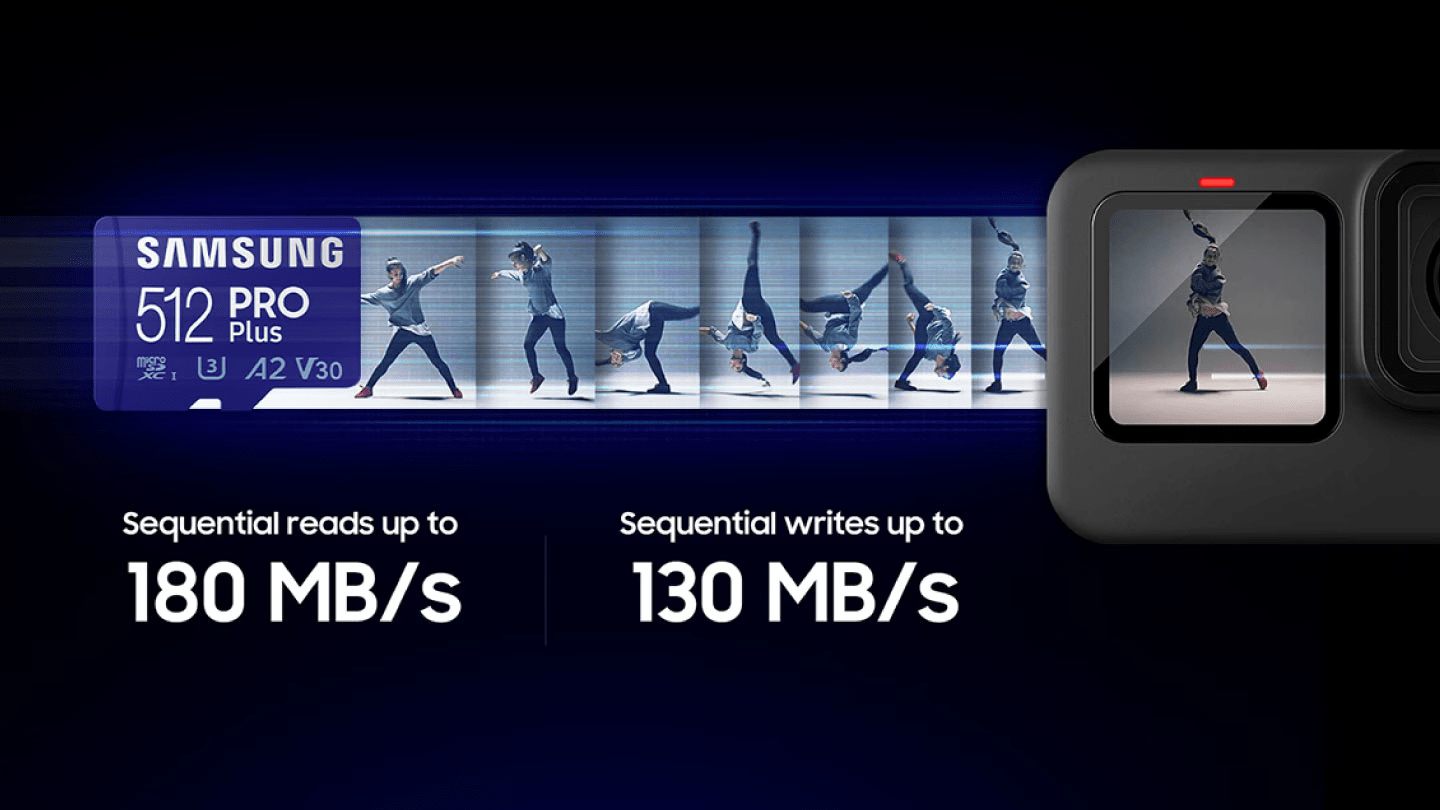 SAMSUNG PRO PLUS microSDXC Memory Card with Adapter 128GB/256GB/512GB Card up to 180MB/s Read, compatible to UHS-I