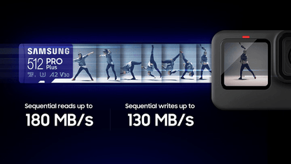 SAMSUNG PRO PLUS microSDXC Memory Card with Adapter 128GB/256GB/512GB Card up to 180MB/s Read, compatible to UHS-I