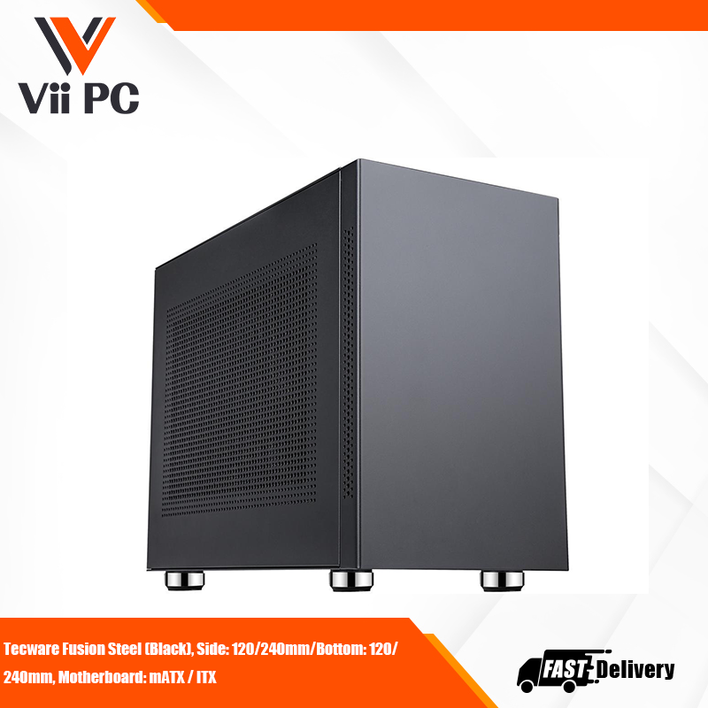 Tecware Fusion Steel (Black), Side: 120/240mm/Bottom: 120/240mm, Motherboard: mATX / ITX