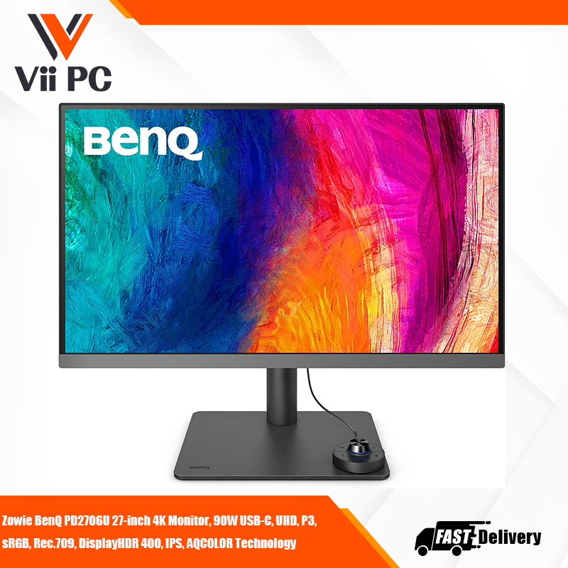 BenQ DesignVue Monitor PD2706U 27-inch 4K Monitor, 90W USB-C, UHD, P3, sRGB, Rec.709, DisplayHDR 400, IPS, AQCOLOR Technology