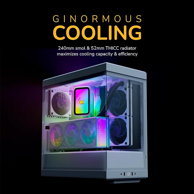 HYTE THICC Q60 Digital All-In-One CPU Liquid Cooler with 5” Ultraslim IPS Display, 32mm THICC FP12 Fans - Powered by Nexus Link
