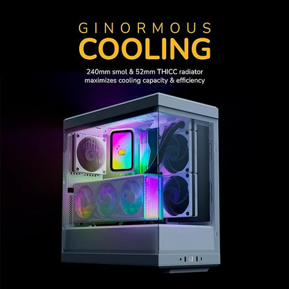 HYTE THICC Q60 Digital All-In-One CPU Liquid Cooler with 5” Ultraslim IPS Display, 32mm THICC FP12 Fans - Powered by Nexus Link