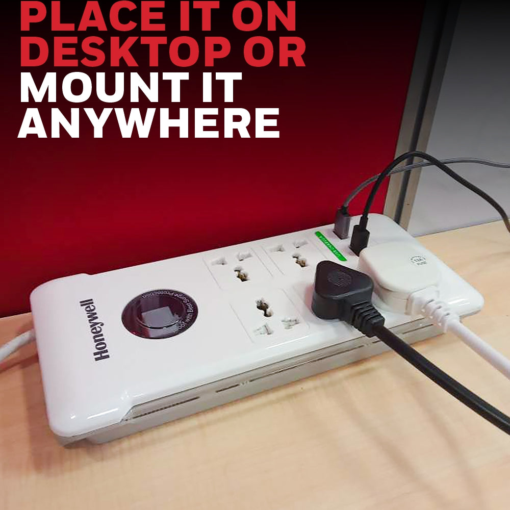 Honeywell 5 Out Surge Protector with Master Switch + 2 USB Platinum Series / 3 Years Warranty