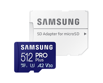 SAMSUNG PRO PLUS microSDXC Memory Card with Adapter 128GB/256GB/512GB Card up to 180MB/s Read, compatible to UHS-I