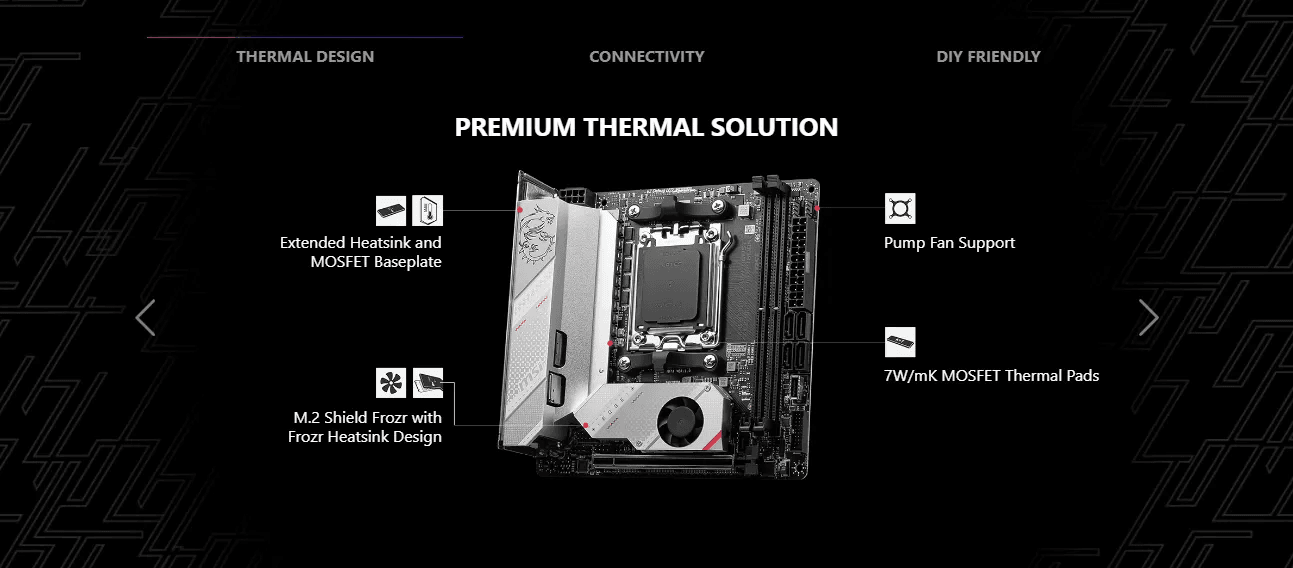 MSI MPG B650I EDGE WIFI AM5 Mini-ITX Motherboard + AMD Ryzen 7 7800X3D (AM5) Processor BUNDLE