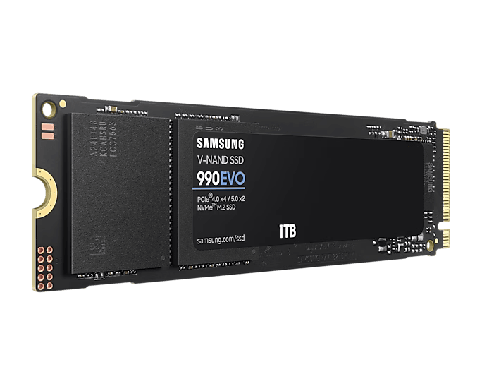 SAMSUNG 990 EVO NVMe 2.0 M.2 2280 SSD 1TB/2TB - PCIe 4.0x4/PCIe 5.0x2/Up to 5,000 MB/s Read/Up to 4,200 MB/s Write/5 Yrs Wty