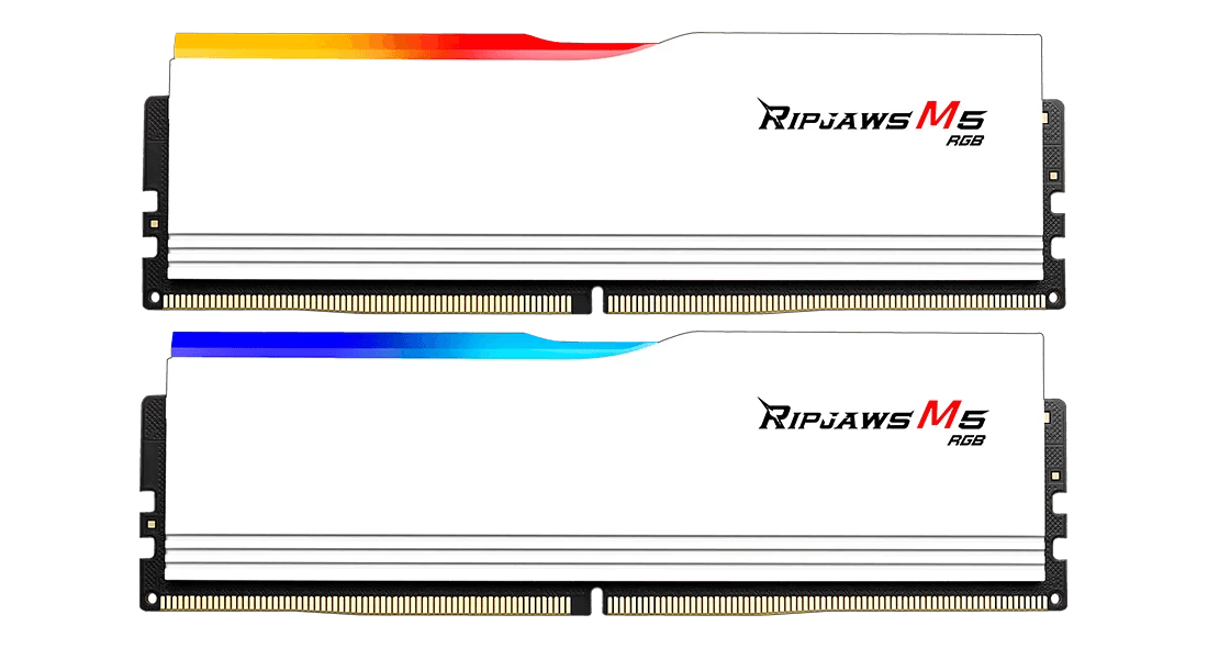 G.SKILL RIPJAWS M5 RGB DDR5-6000 CL30-40-40-96 1.35V / 1.4V 32GB(2x16GB) / 64GB(2x32GB) BLACK/WHITE Intel XMP 3.0 Ready, Dual Channel Kit