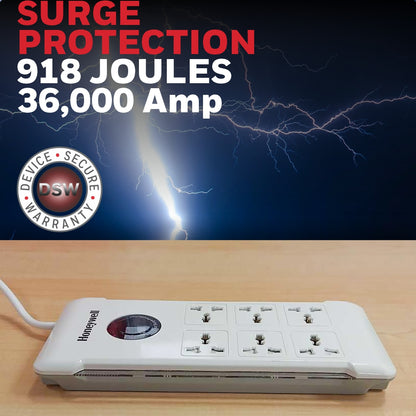 Honeywell 6 Out Surge Protector with Master Switch Platinum Series / 3 Years Warranty