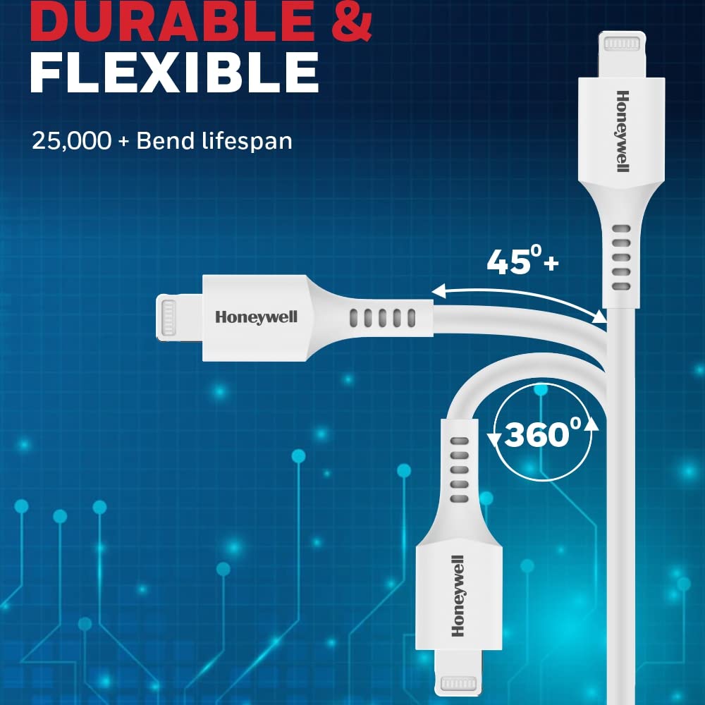 Honeywell Type C to Lightning cable 1.8Mtr - BLACK/WHITE Platinum Series/1 Year Warranty