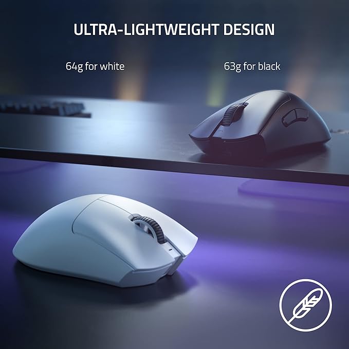 Razer DeathAdder V3 Pro - Classic Base - 1000 Hz Ultra-lightweight Wireless Ergonomic Esports Mouse - Black/White
