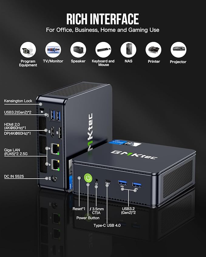 GMKtec NucBox K7 Plus Black - Intel Core i7-13620H Processor (32GB RAM + 1TB SSD)