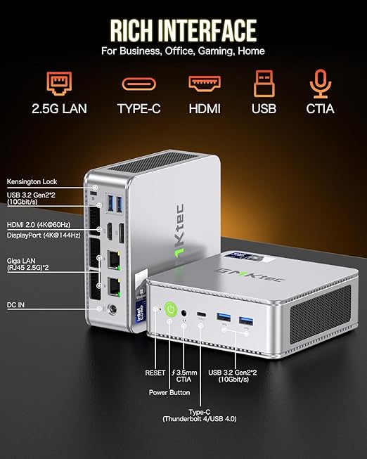 GMKtec NucBox K9 Silver - Intel Core Ultra 5 Processor (32GB RAM + 1TB SSD)