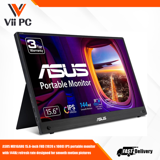 ASUS MB16AHG 15.6-inch FHD (1920 x 1080) IPS portable monitor with 144Hz refresh rate designed for smooth motion pictures