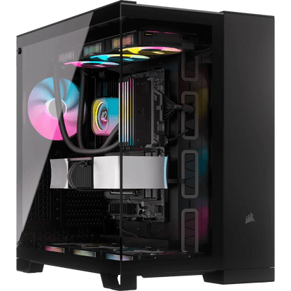 CORSAIR 6500X Mid-Tower Dual Chamber ATX PC Case - BLACK/WHITE, Tempered Glass, 8 horizontal + 3 vertical slots, Compatible with reverse connector motherboards, 2Yrs Wty