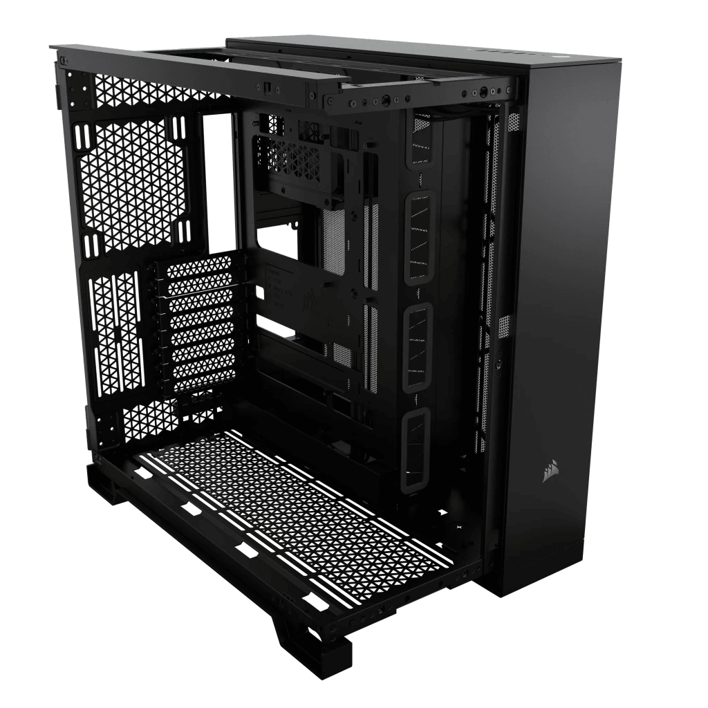 CORSAIR 6500X Mid-Tower Dual Chamber ATX PC Case - BLACK/WHITE, Tempered Glass, 8 horizontal + 3 vertical slots, Compatible with reverse connector motherboards, 2Yrs Wty