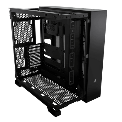 CORSAIR 6500X Mid-Tower Dual Chamber ATX PC Case - BLACK/WHITE, Tempered Glass, 8 horizontal + 3 vertical slots, Compatible with reverse connector motherboards, 2Yrs Wty