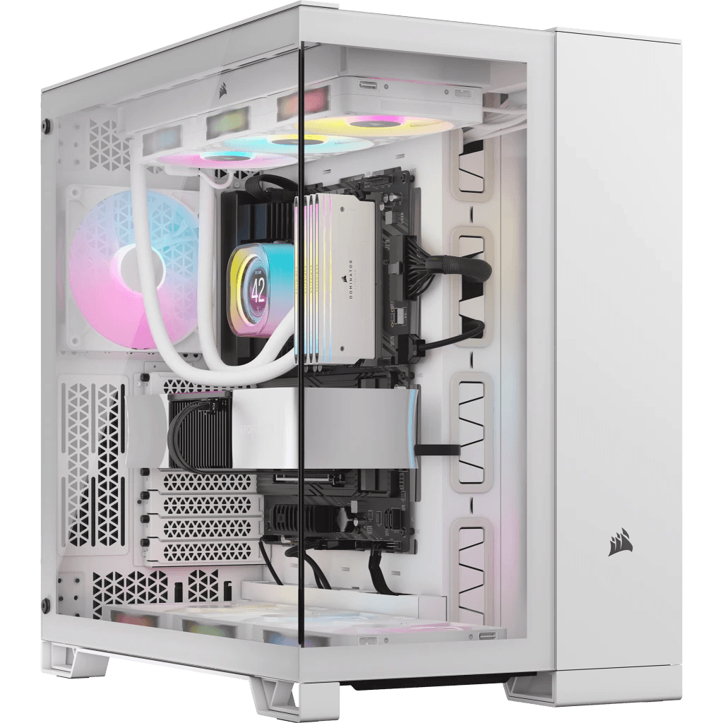 CORSAIR 6500X Mid-Tower Dual Chamber ATX PC Case - BLACK/WHITE, Tempered Glass, 8 horizontal + 3 vertical slots, Compatible with reverse connector motherboards, 2Yrs Wty