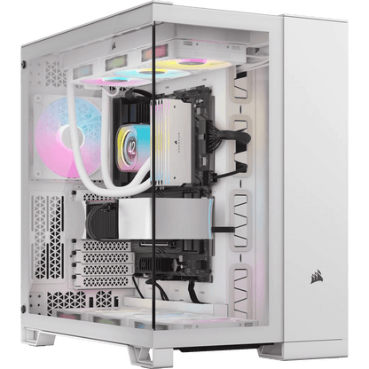 CORSAIR 6500X Mid-Tower Dual Chamber ATX PC Case - BLACK/WHITE, Tempered Glass, 8 horizontal + 3 vertical slots, Compatible with reverse connector motherboards, 2Yrs Wty