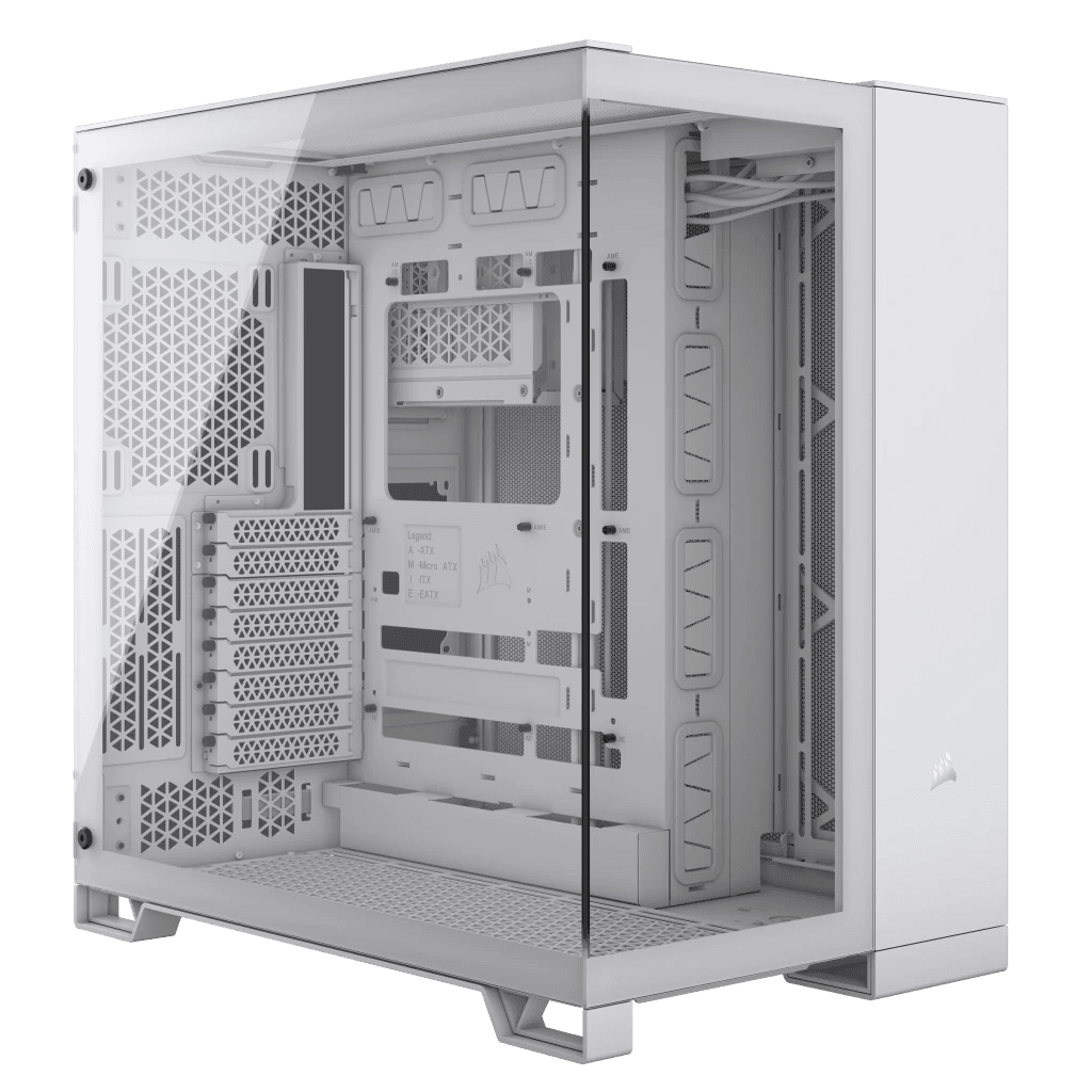 CORSAIR 6500X Mid-Tower Dual Chamber ATX PC Case - BLACK/WHITE, Tempered Glass, 8 horizontal + 3 vertical slots, Compatible with reverse connector motherboards, 2Yrs Wty