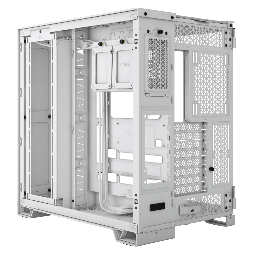 CORSAIR 6500X Mid-Tower Dual Chamber ATX PC Case - BLACK/WHITE, Tempered Glass, 8 horizontal + 3 vertical slots, Compatible with reverse connector motherboards, 2Yrs Wty