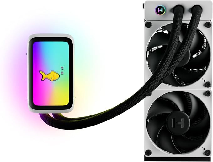 HYTE THICC Q60 Digital All-In-One CPU Liquid Cooler with 5” Ultraslim IPS Display, 32mm THICC FP12 Fans - Powered by Nexus Link