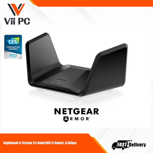 NETGEAR Nighthawk 8-Stream Tri-band AX8 WiFi 6 Router (RAX70) – AX6600 Wireless Speed (Up to 6.6 Gbps) | 2,500 sq. ft. Coverage