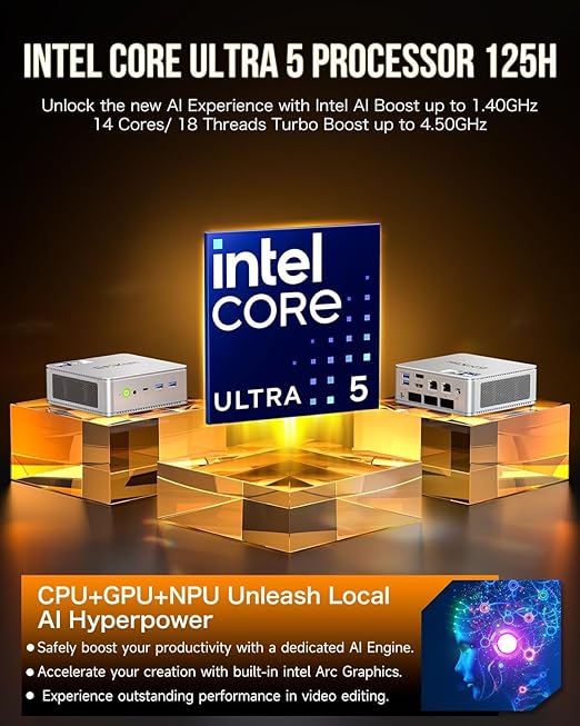 GMKtec NucBox K9 Silver - Intel Core Ultra 5 Processor (32GB RAM + 1TB SSD)