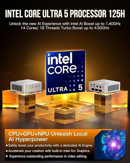 GMKtec NucBox K9 Silver - Intel Core Ultra 5 Processor (32GB RAM + 1TB SSD)