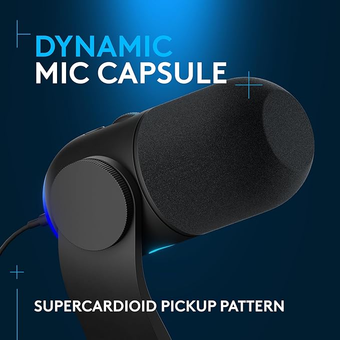 LOGITECH Yeti GX - Dynamic RGB Gaming Microphone with LIGHTSYNC - BLACK