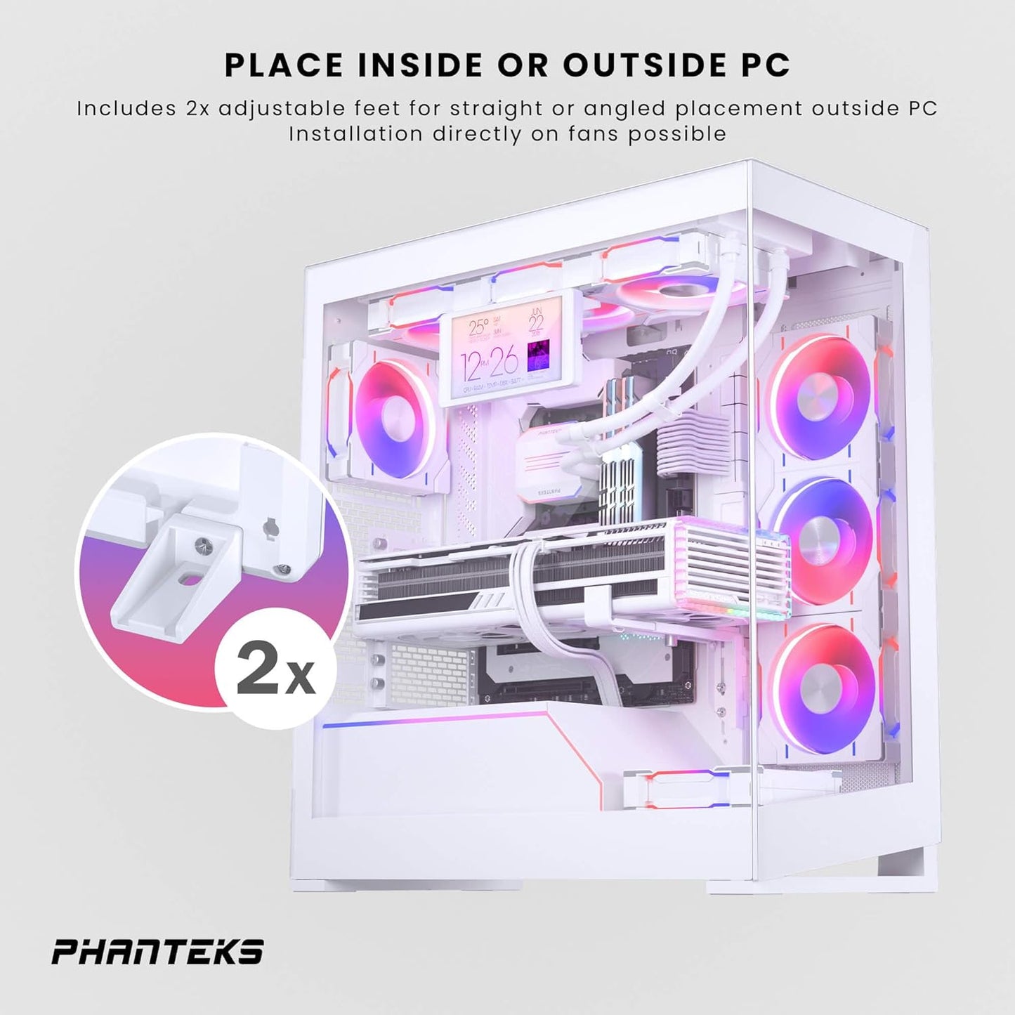 PHANTEKS 5.5" HI-RES UNIVERSAL LCD DISPLAY, Magnetic Mounting, 60Hz, 2160x1440, IPS w/LED backlighting, 99%sRGB, Plug and Play, HDMI, FOR PC BLACK/WHITE