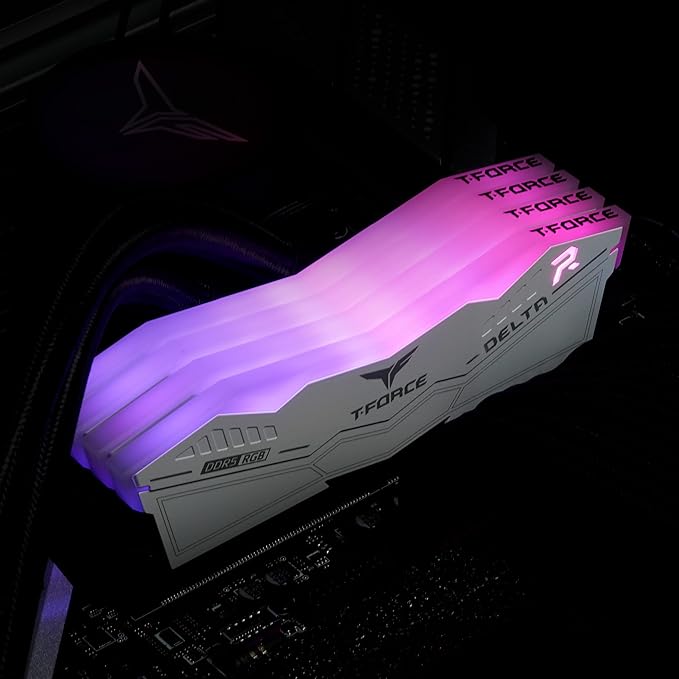 TEAMGROUP T-Force Delta Heatsink With ARGB DDR5 Ram 32GB (2x16GB) 6000MHz - Black/White
