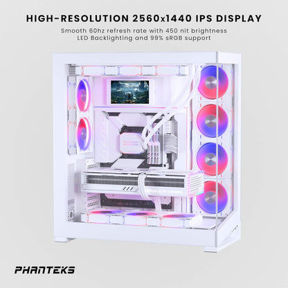 PHANTEKS 5.5" HI-RES UNIVERSAL LCD DISPLAY, Magnetic Mounting, 60Hz, 2160x1440, IPS w/LED backlighting, 99%sRGB, Plug and Play, HDMI, FOR PC BLACK/WHITE