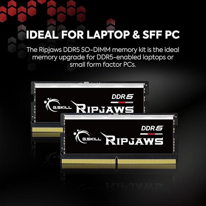 G.SKILL RIPJAWS DDR5 SO-DIMM 1 x 16GB/1 x 32GB / 4800 Mhz / CL38 ( SO DIMM Laptop ram ) Limited lifetime warranty