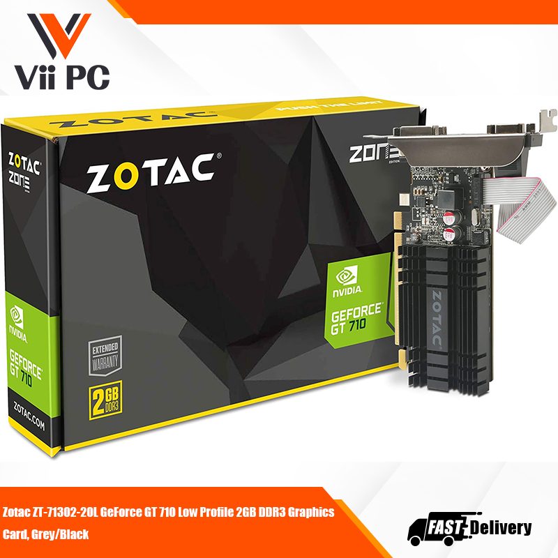 Zotac ZT-71302-20L GeForce GT 710 Low Profile 2GB DDR3 Graphics Card, Grey/Black