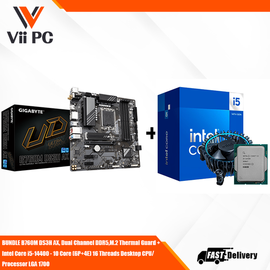 GIGABYTE B760M DS3H AX Motherboard + Intel Core i5-14400 (14th GEN) Processor BUNDLE