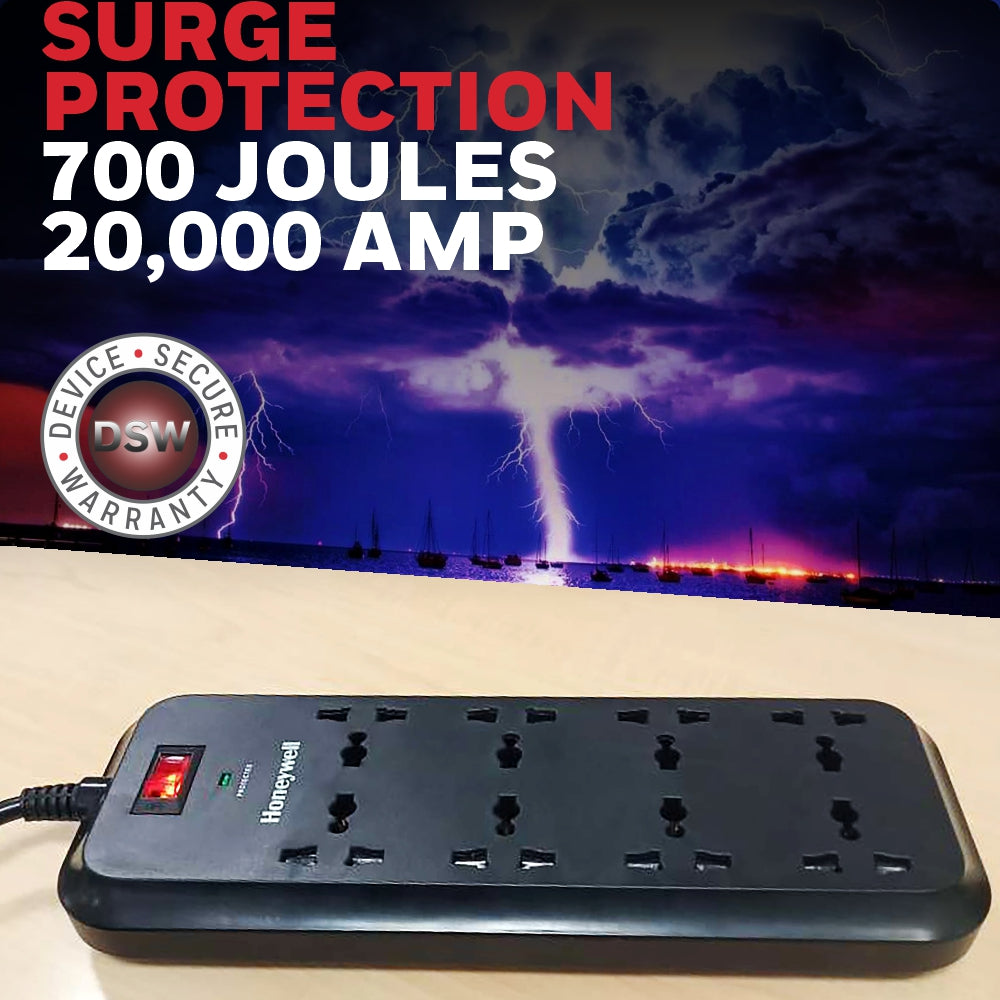 Honeywell 8 Out Surge Protector with Master Switch Value Series / 3 Years Warranty
