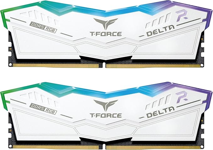 TEAMGROUP T-Force Delta Heatsink With ARGB DDR5 Ram 32GB (2x16GB) 6000MHz - Black/White