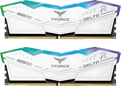 TEAMGROUP T-Force Delta Heatsink With ARGB DDR5 Ram 32GB (2x16GB) 6000MHz - Black/White