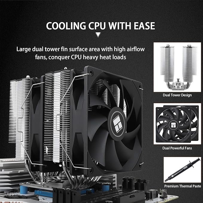Thermalright Phantom Spirit 120 SE CPU Air Cooler, 7 Heat Pipes, Dual 120mm, TL-C12B V2 PWM Fan, AGHP 4.0 Technology, S-FDB Bearing, For AMD: AM4/AM5, For Intel: 1700/1150/1151/1200