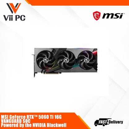 MSI GeForce RTX™ 5060 Ti 16G VANGUARD SOC Powered by the NVIDIA Blackwell architecture and DLSS 4 GRAPHICS GAMING CARDS