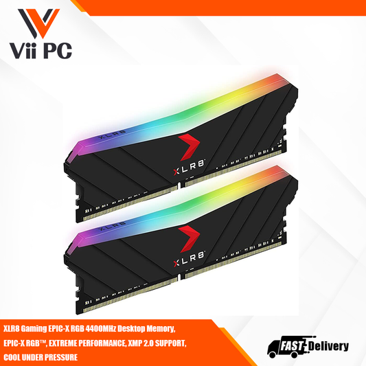 PNY XLR8 Gaming EPIC-X RGB 4400MHz 16GB (2x8GB) Desktop Memory, EPIC-X RGB™, EXTREME PERFORMANCE, XMP 2.0 SUPPORT, COOL UNDER PRESSURE