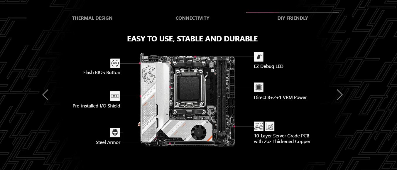 MSI MPG B650I EDGE WIFI AM5 Mini-ITX Motherboard + AMD Ryzen 7 7800X3D (AM5) Processor BUNDLE