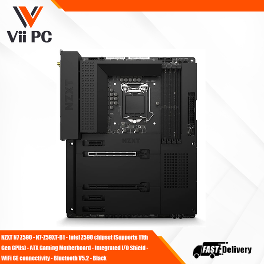 NZXT N7 Z590 - N7-Z59XT-B1 - Intel Z590 chipset (Supports 11th  Gen CPUs) - ATX Gaming Motherboard - Integrated I/O Shield -  WiFi 6E connectivity - Bluetooth V5.2 - Black