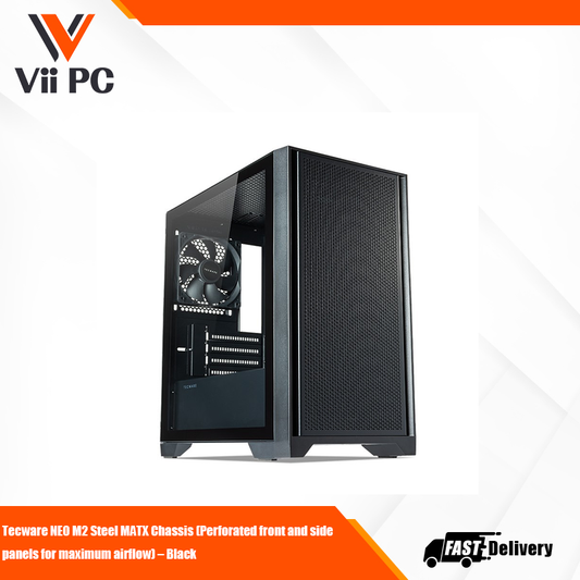 Tecware NEO M2 Steel MATX Chassis (Perforated front and side panels for maximum airflow) – Black
