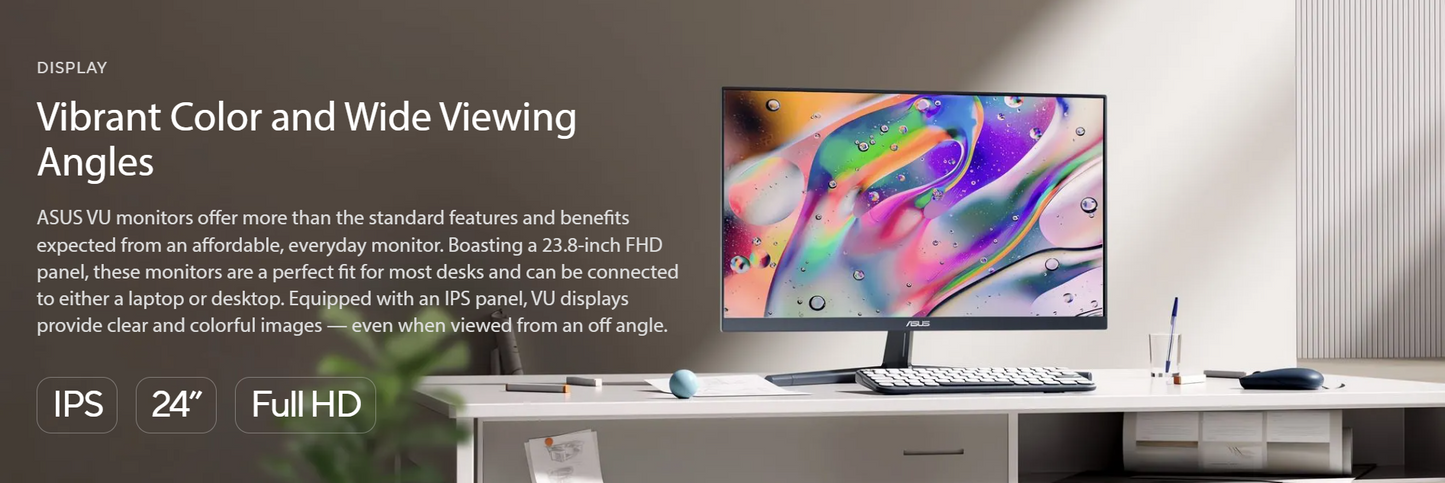 ASUS VU249CFE-M Eye Care 24" (23.8" viewable) FHD(1920x1080), IPS, 100 Hz, IPS, Adaptive-Sync, 15W PD Gaming Monitor