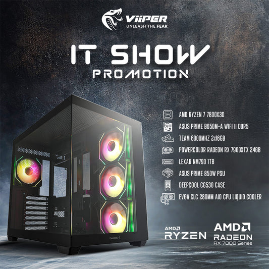 [IT SHOW 2025 Promotion] ViiPER Gaming PC AMD Ryzen 7 7800X3D, ASUS PRIME B650M-A WIFI II DDR5, POWERCOLOR RADEON RX 7900XTX 24GB