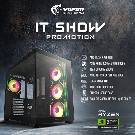 [IT SHOW 2025 Promotion] ViiPER Gaming PC AMD Ryzen 7 7800X3D, ASUS PRIME B650M-A WIFI II DDR5, ASUS TUF GAMING RTX 5070 Ti 16GB GDDR7