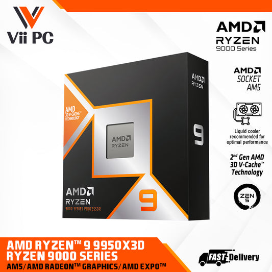 AMD Ryzen™ 9 9950X3D - Ryzen 9000 Series Desktop Processor (16-Cores, 32 Threads, Socket AM5, 170W, AMD Radeon Graphics)