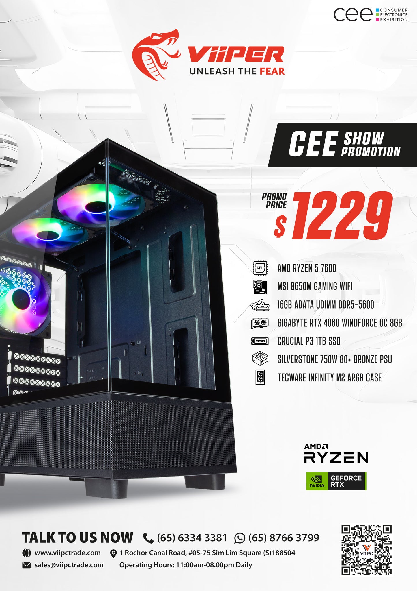[Cee Show Promotion] ViiPC Custom High End Gaming Pc Workstation Pc Work From Home Pc Custom Gaming Pc Desktop Gaming Pc RTX 4060 4070 4080 4090 7900X 7600X 7700X 7950X3D 14900K 14900KF 14700K 14700KF 14600K 14400 14500 TI SUPER PC Service